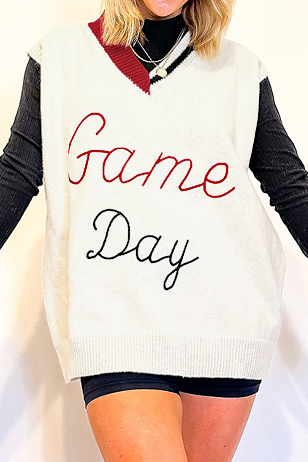 Vintage Game Day Sweater Vest | White