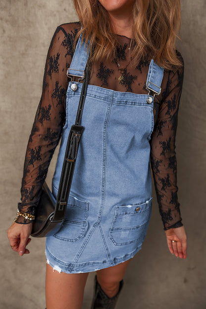 Pocketed Adjustable Straps Denim Overall Dress | Dusk Blue