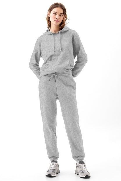 Solid Colour Fleece Lined Drawstring Waist Joggers | Light Grey