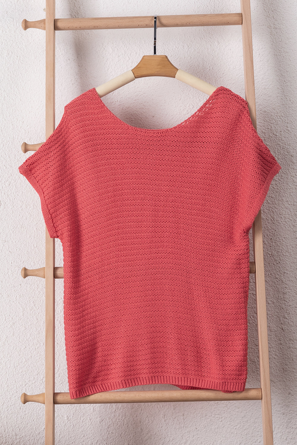 Solid Loose Knit Short Dolman Sleeve Sweater | Red Clay