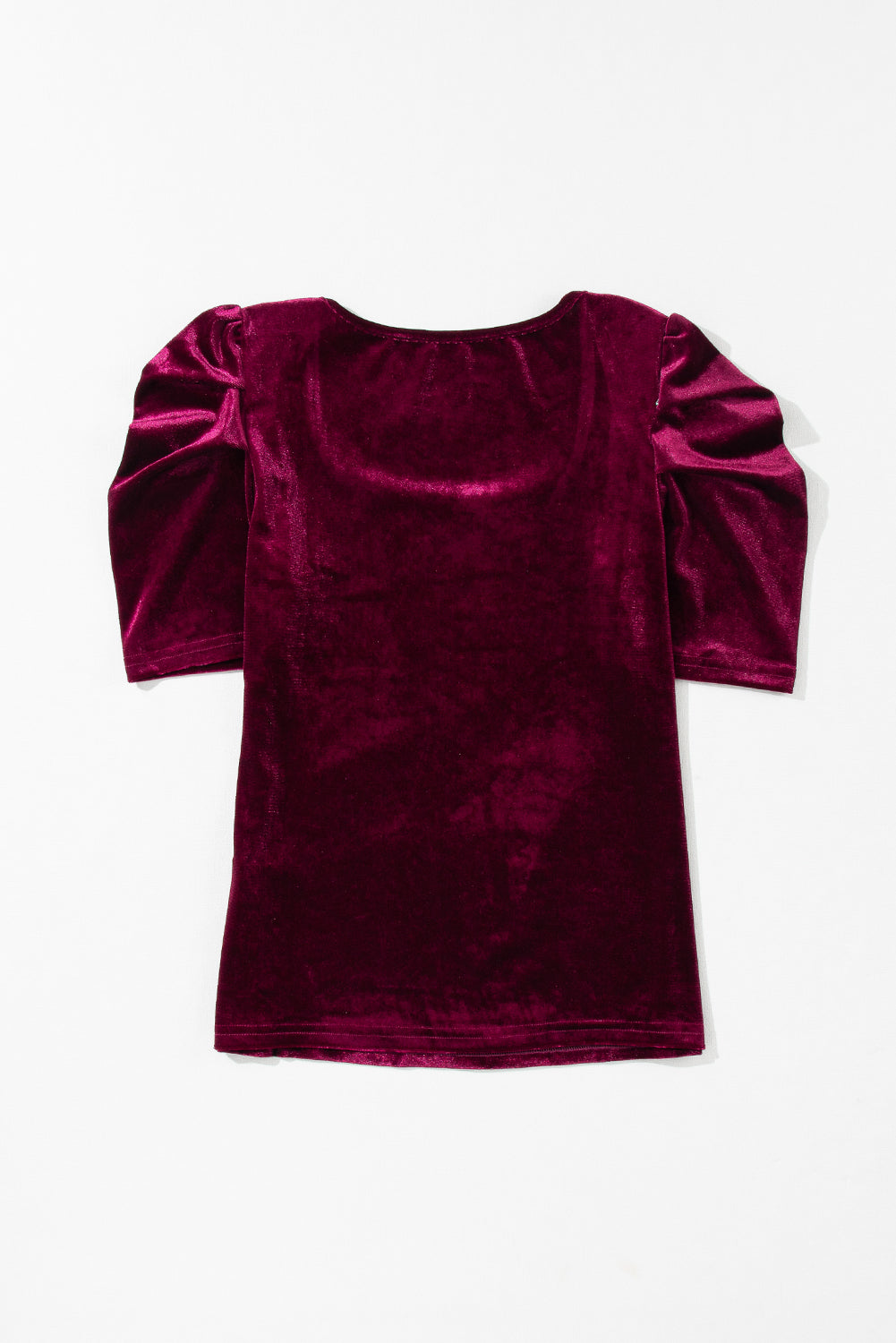 Short Puff Sleeve Velvet Top | Burgundy