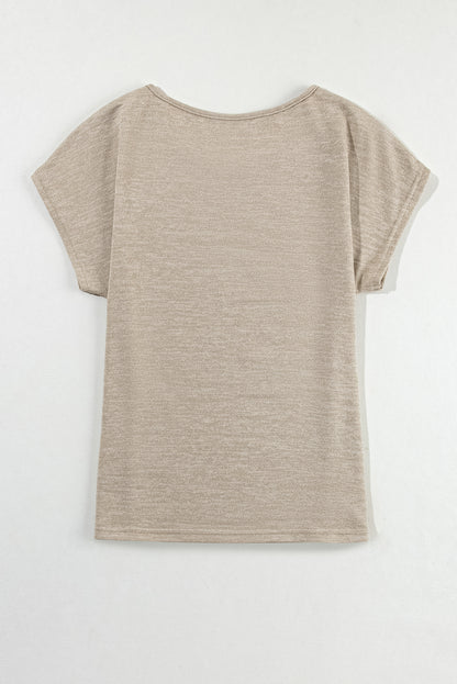 Button Detail Batwing Sleeve Casual Tee | Smoke Gray