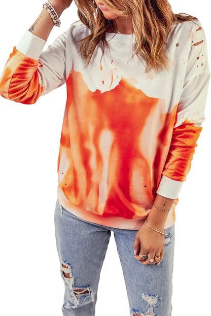 Tie-Dye Print Oversized Sweatshirt | Orange