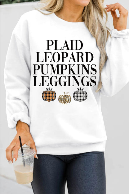 Thanksgiving Pumpkin Slogan Print Crewneck Sweatshirt | Beige