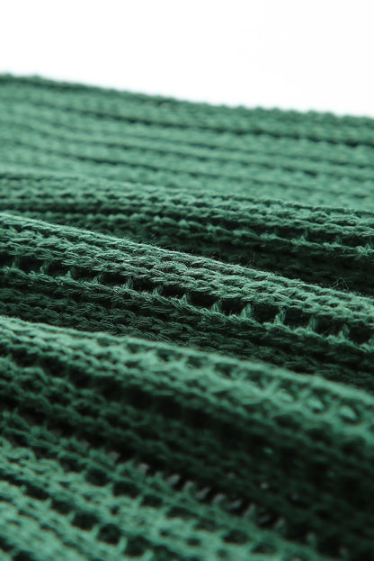 Hollowed Knit V Neck Tank Top | Green