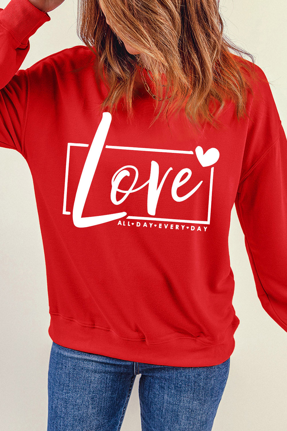 Fiery  Valentine'S Day Love Graphic Sweatshirt | Red