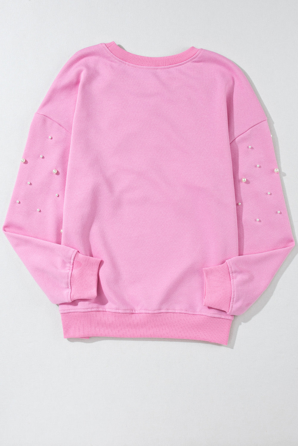 Pearl Detail Ribbed Crew Neck Sweatshirt | Bonbon