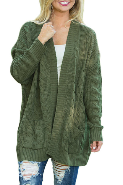 Army Knit Texture Long Cardigan | as shown