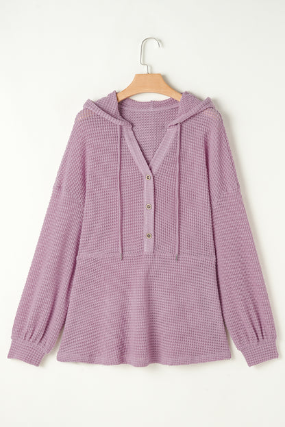 Plus Size Hooded Waffle Knit Top | Pink