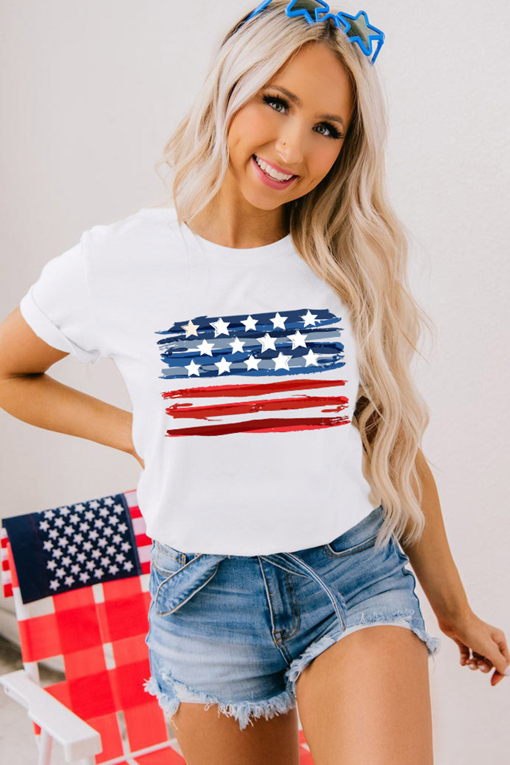 American Flag Graphic Fashion Tee | White