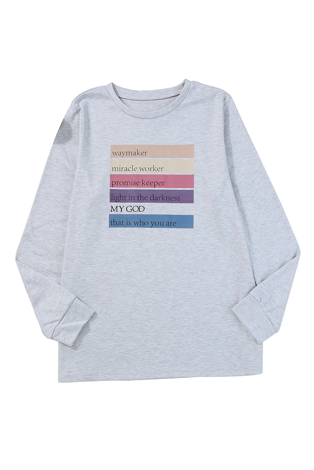 May God Positive Words Print Long Sleeve Top | Gray