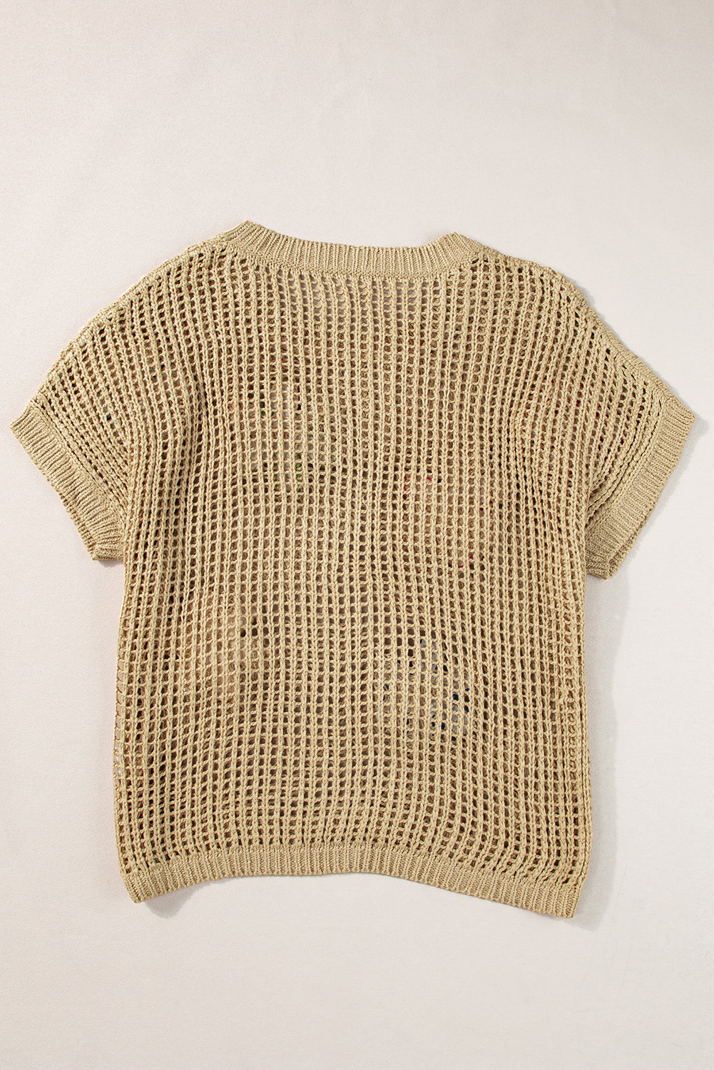 Crochet Flower Hollow-Out Sweater T Shirt | Light French Beige