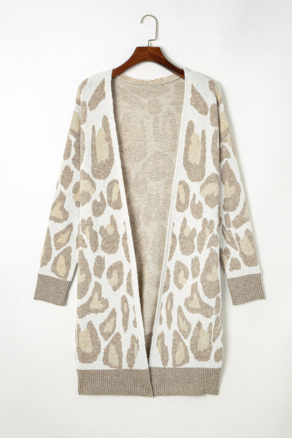 Plus Size Leopard Pattern Cardigan | Beige