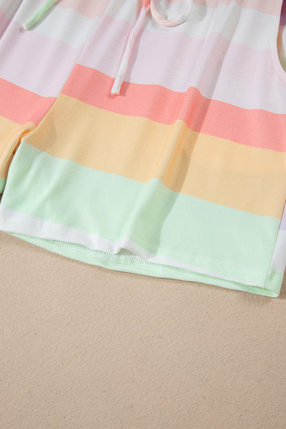 Rainbow Striped T Shirt And Shorts Set | White