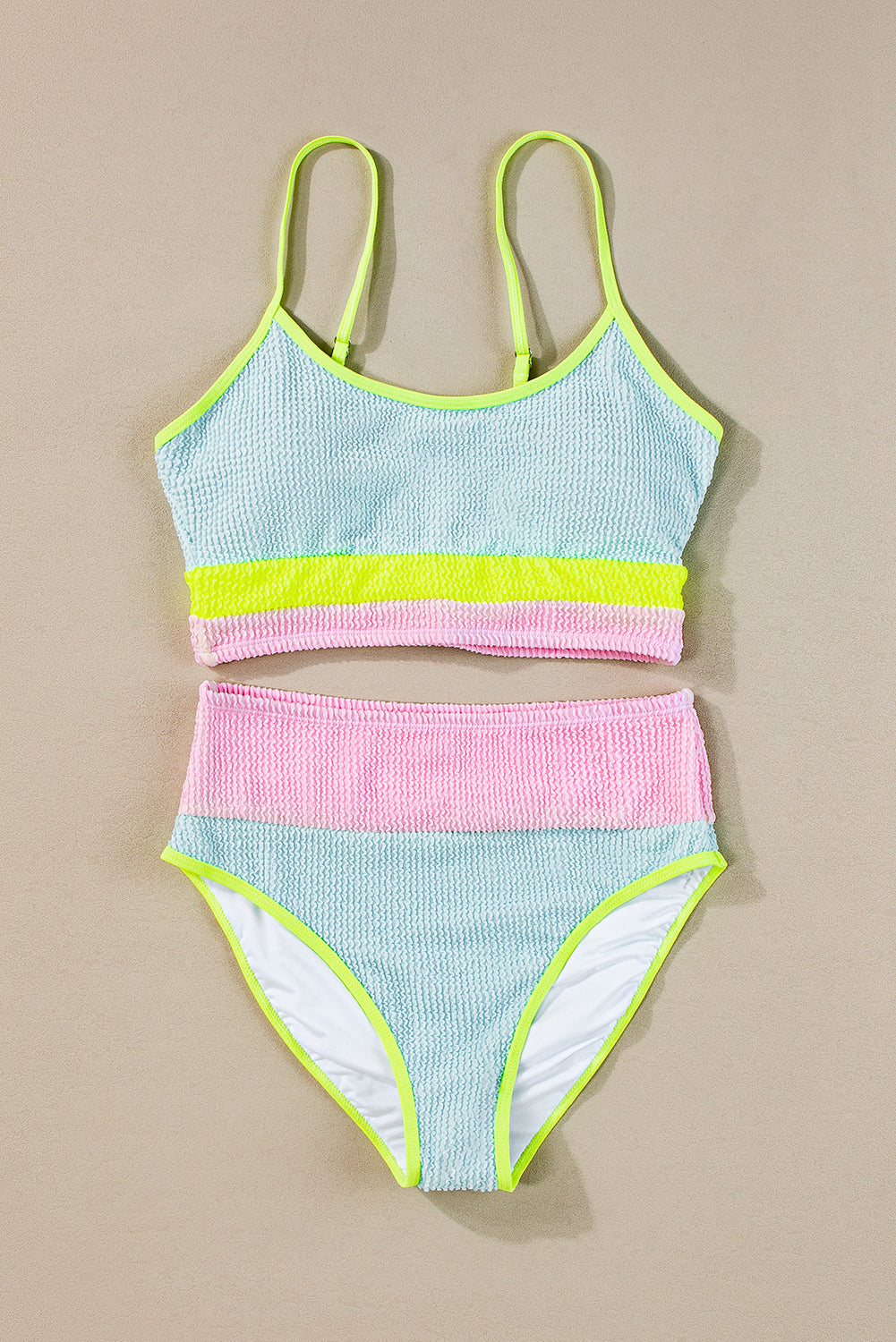 Colour Block High Waisted Sexy Bikini Set | Beau Blue