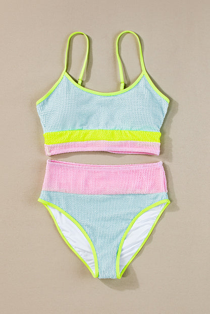 Colour Block High Waisted Sexy Bikini Set | Beau Blue