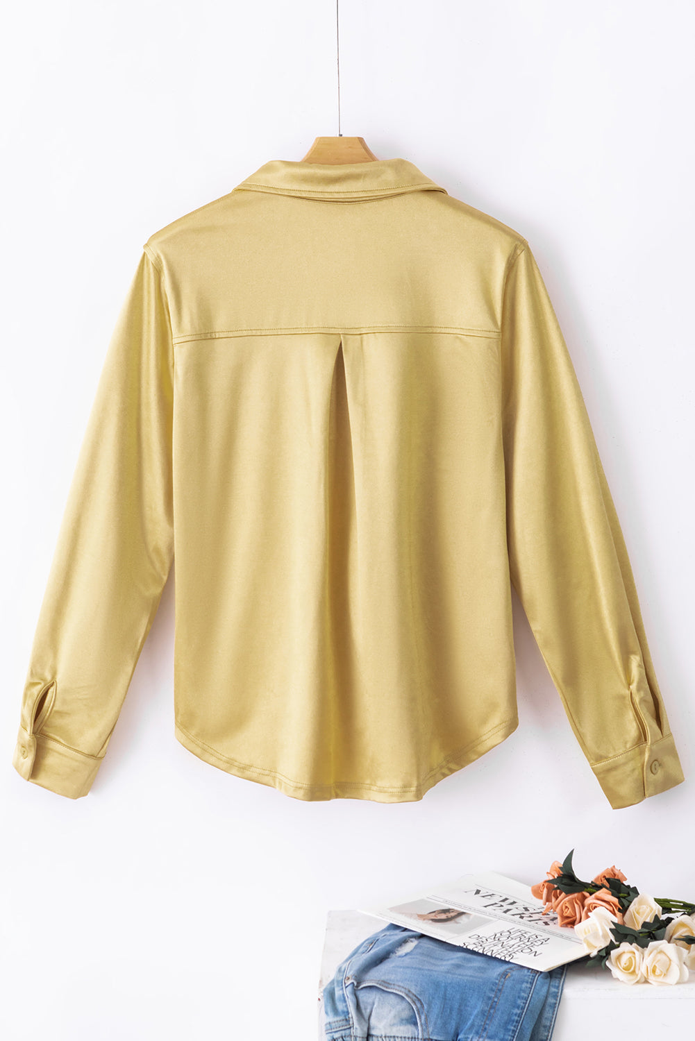 Metallic Luster Chest Pocket Shirt | Gold