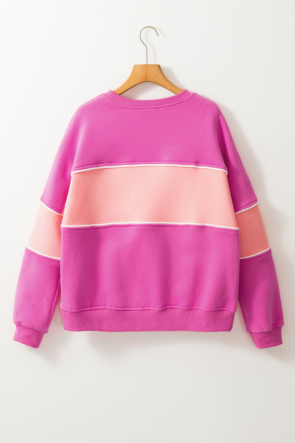 Colourblock Patchwork Drop Shoulder Ribbed Trim Sweatshirt | Sachet Pink