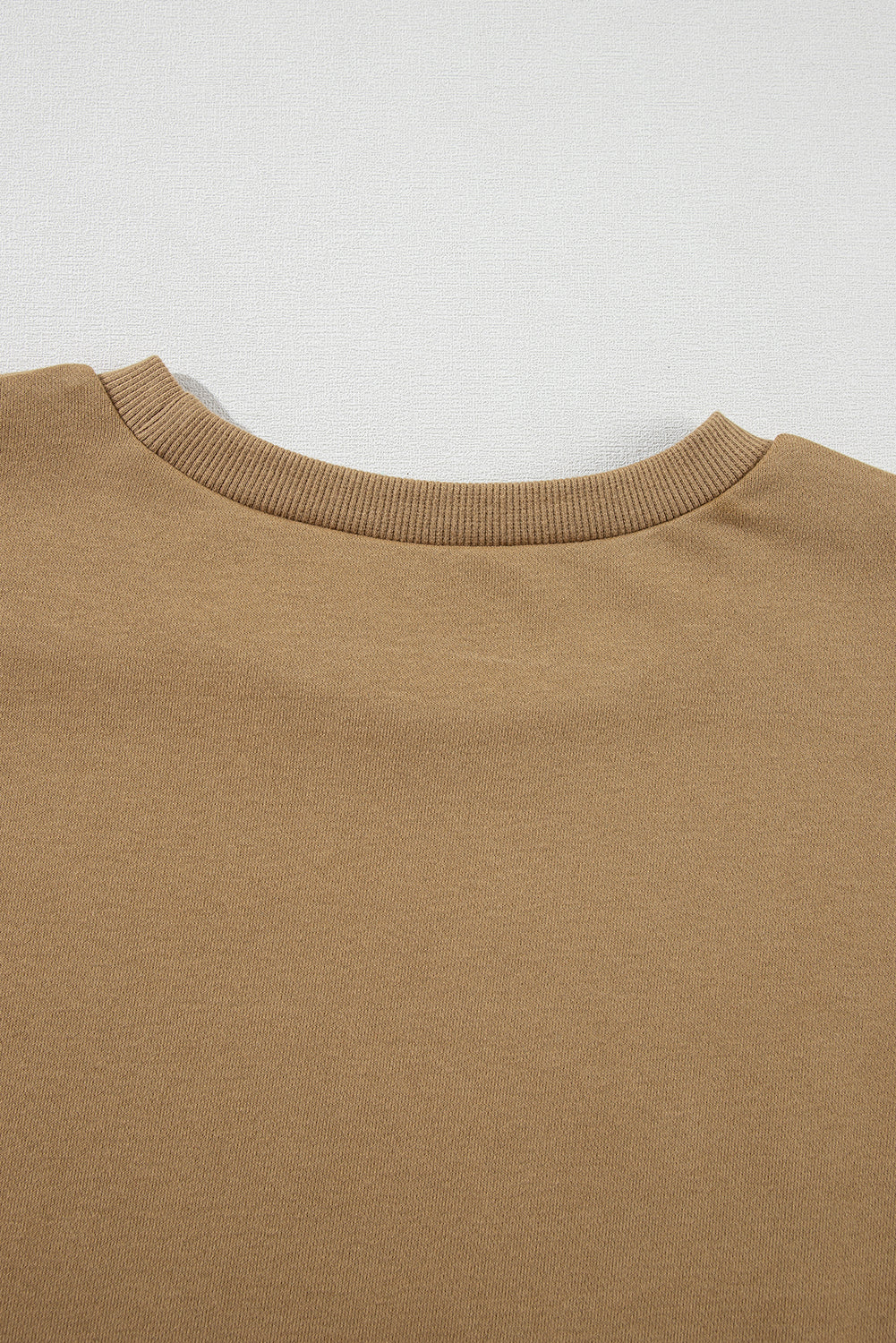 Solid O Neck High Low Hem Pullover Sweatshirt | Brown