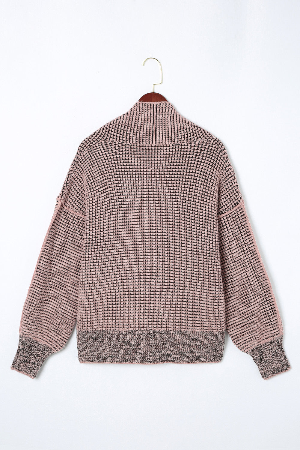 Chunky Waffle Knit Oversized Collar Cardigan | Pink