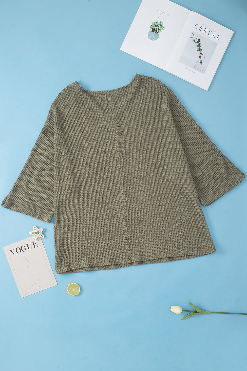 Plus Size V Neck Textured Knit Dolman Top | Jungle Green