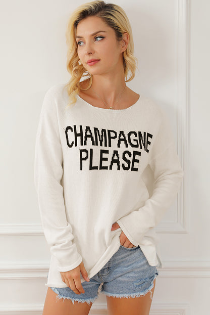 Champagne Please Graphic Sweater | Snow White