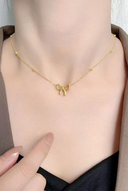 Bowknot Pendant Plated Choker Necklace | Gold