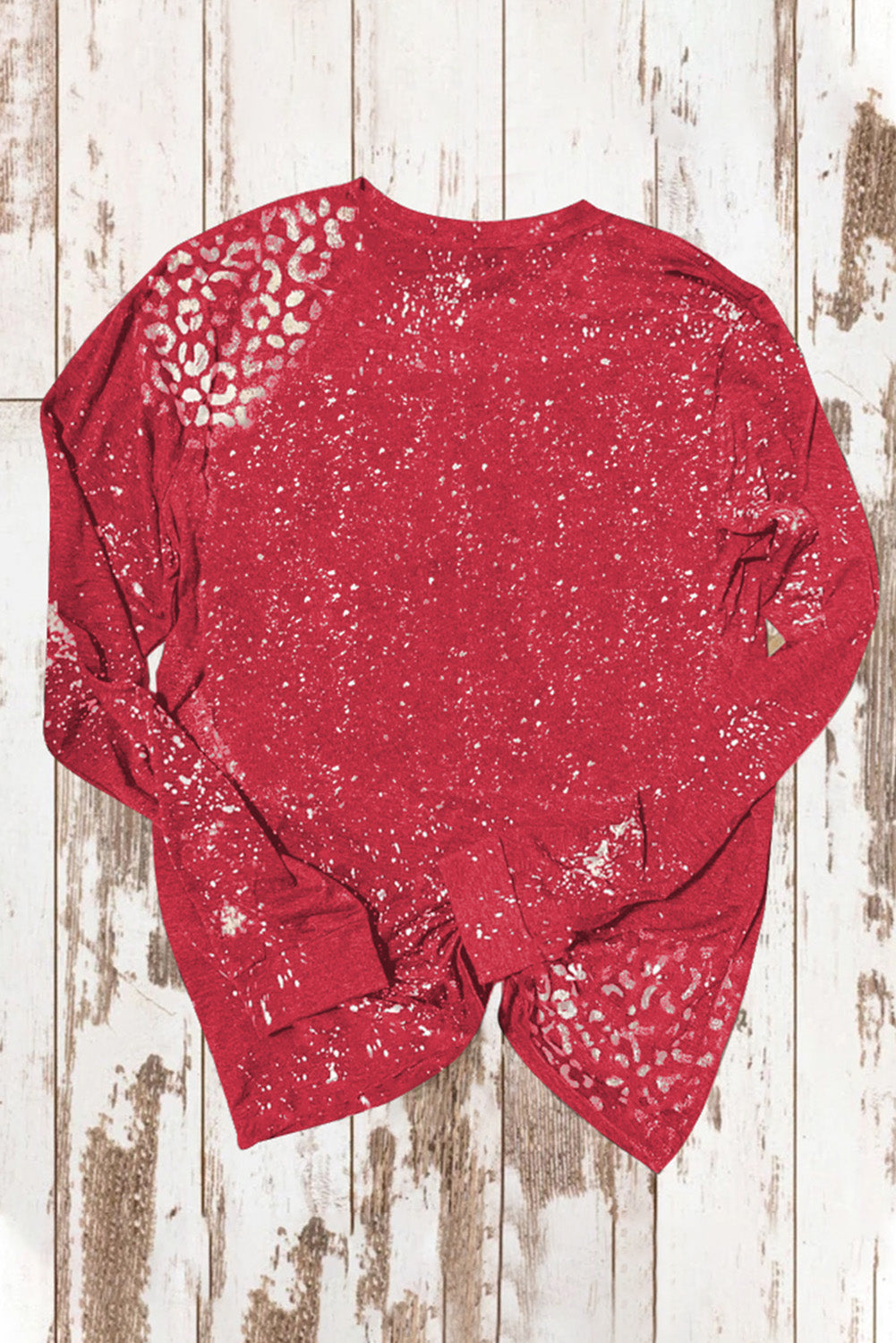 Fiery  Retro Bleached Leopard Spot Pullover | Red