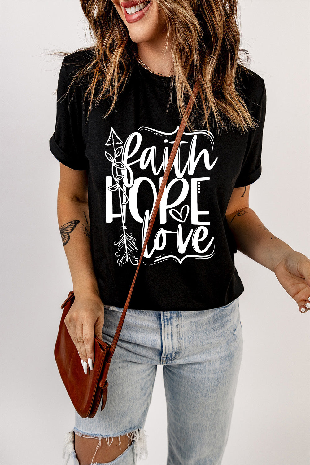 Faith Hope Love Graphic T Shirt | Black