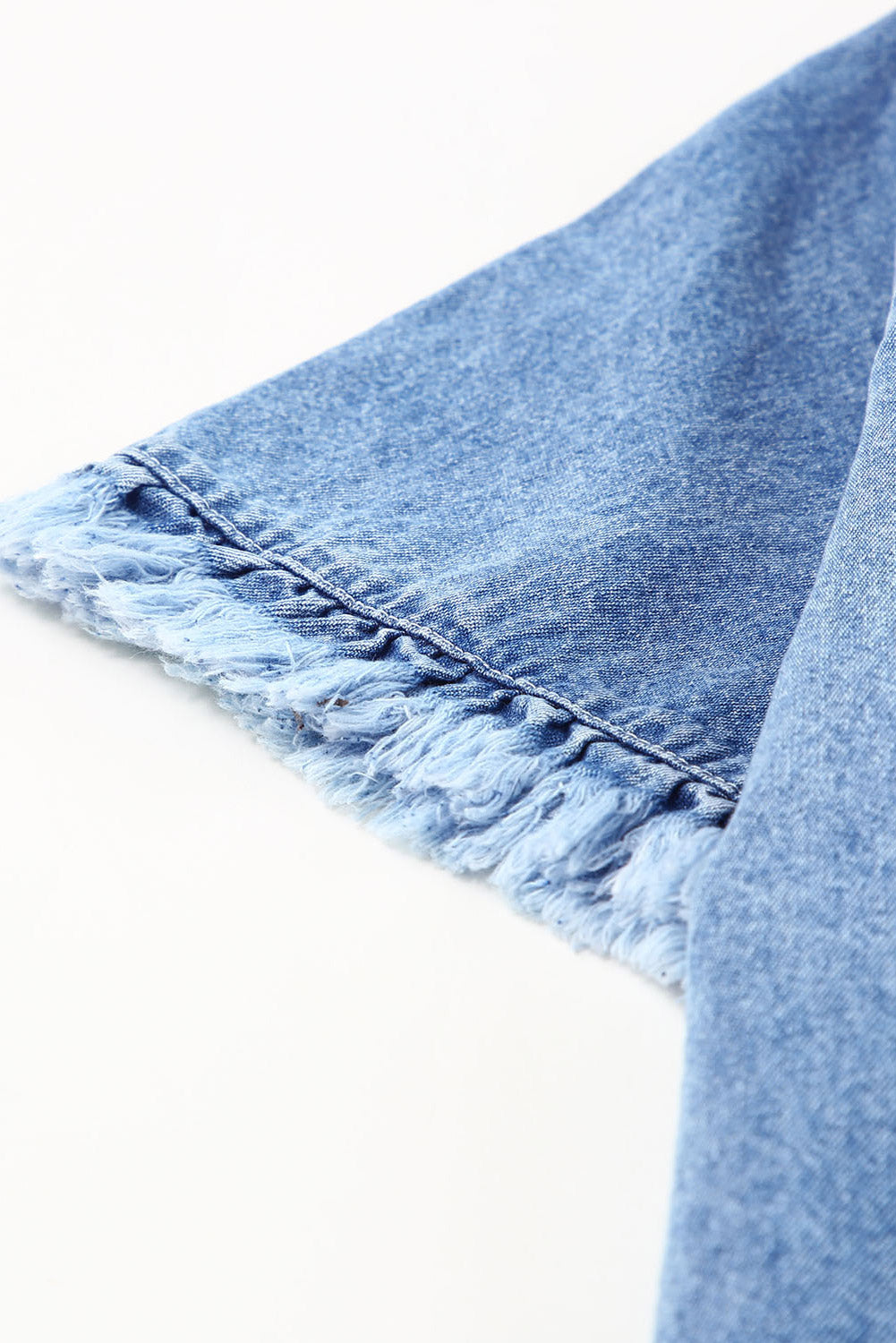 Raw Edge Denim Top | Sky Blue