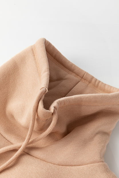 Drawstring Turtleneck Dolman Sleeve Sweatshirt | Light French Beige