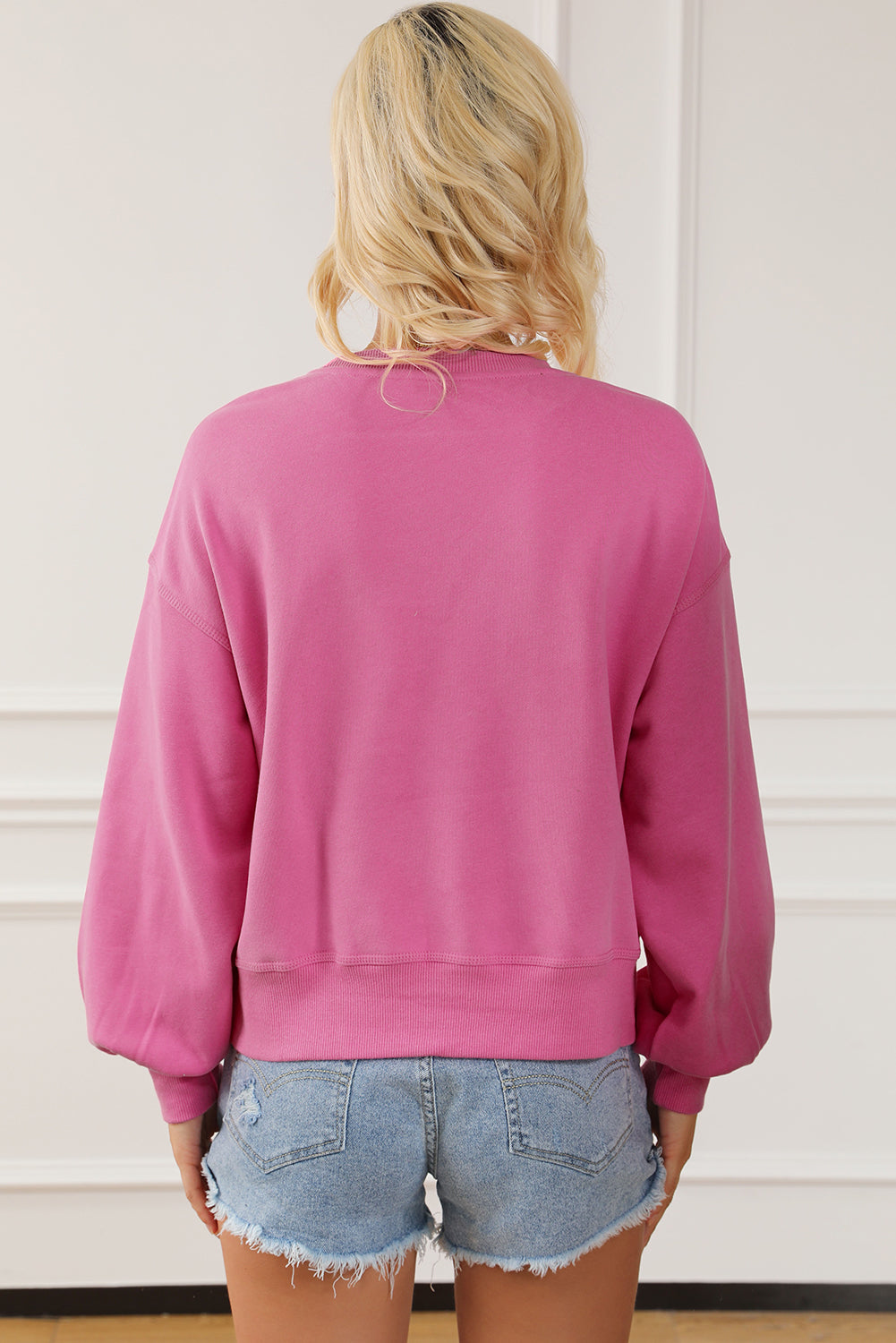 Chic Tiger Embroidered Casual Sweatshirt | Rose