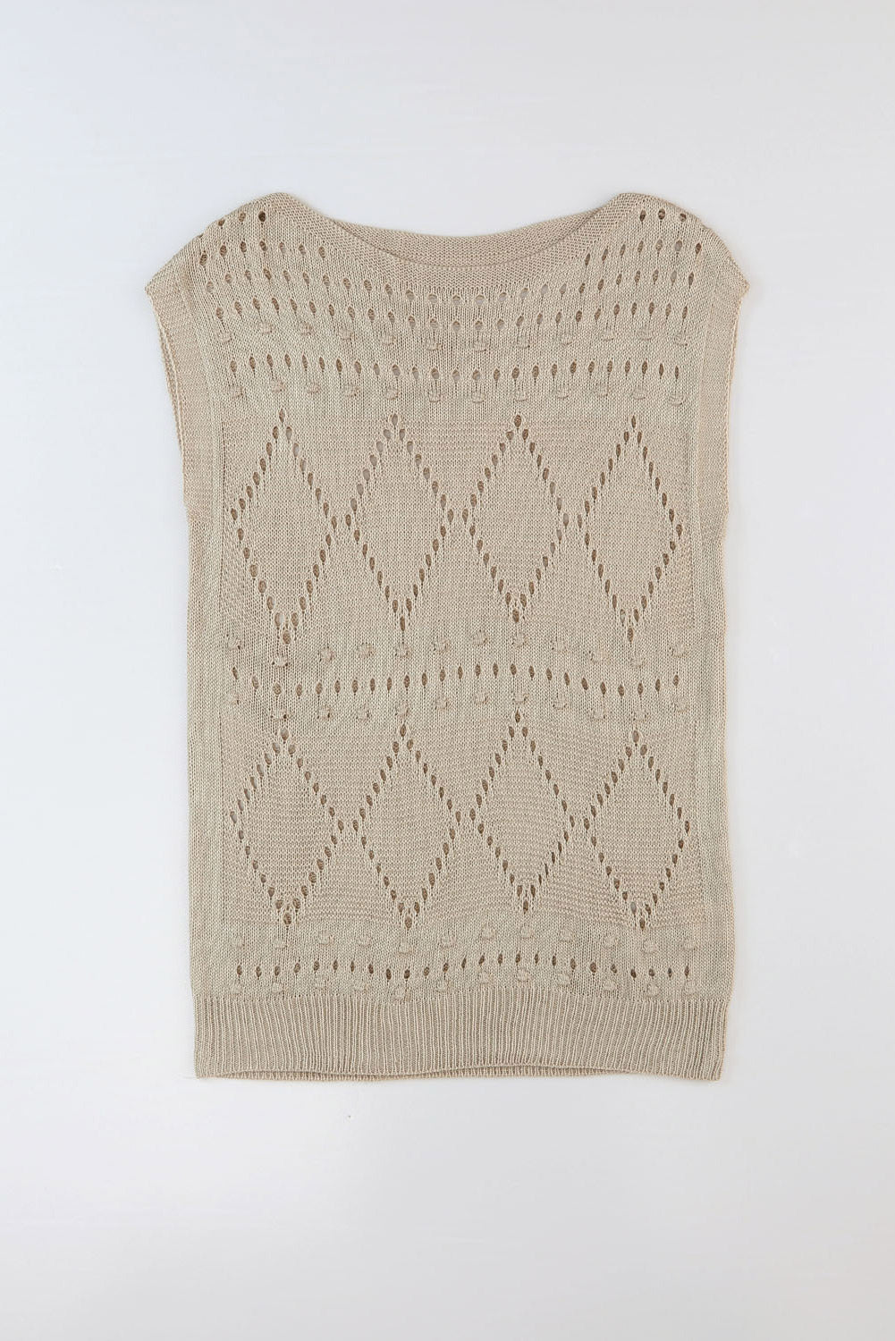 Pointelle Knit Short Dolman Sleeve Sweater Top | Khaki