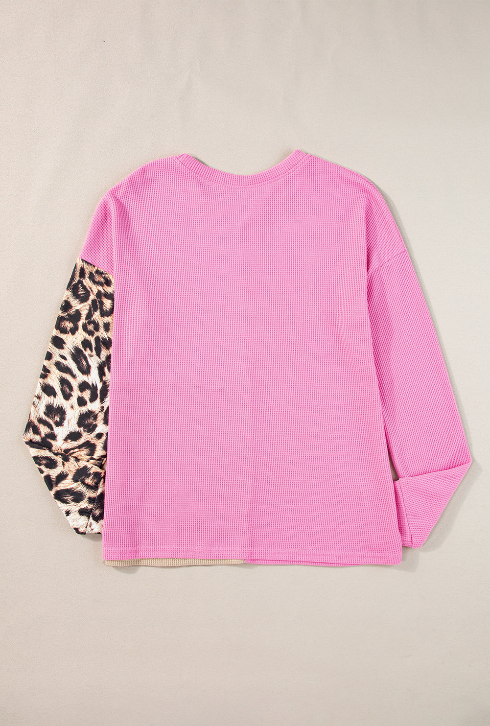 Leopard Colourblock Waffle Knit Top | Bonbon