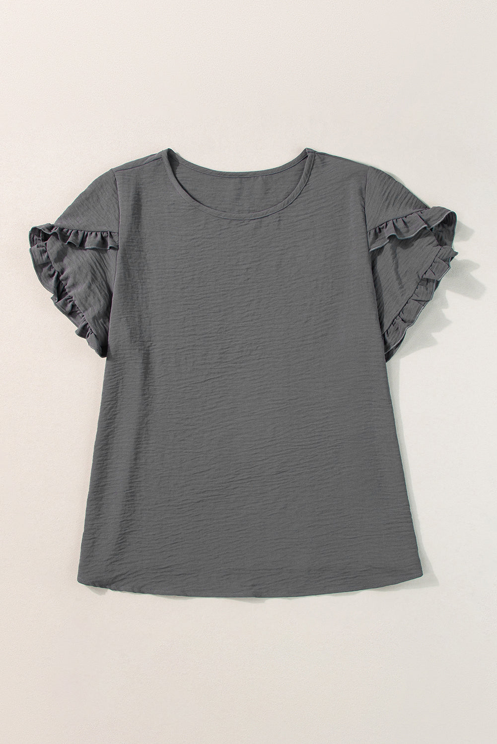 Ruffled Short Sleeve Plus Size Top | Dark Grey