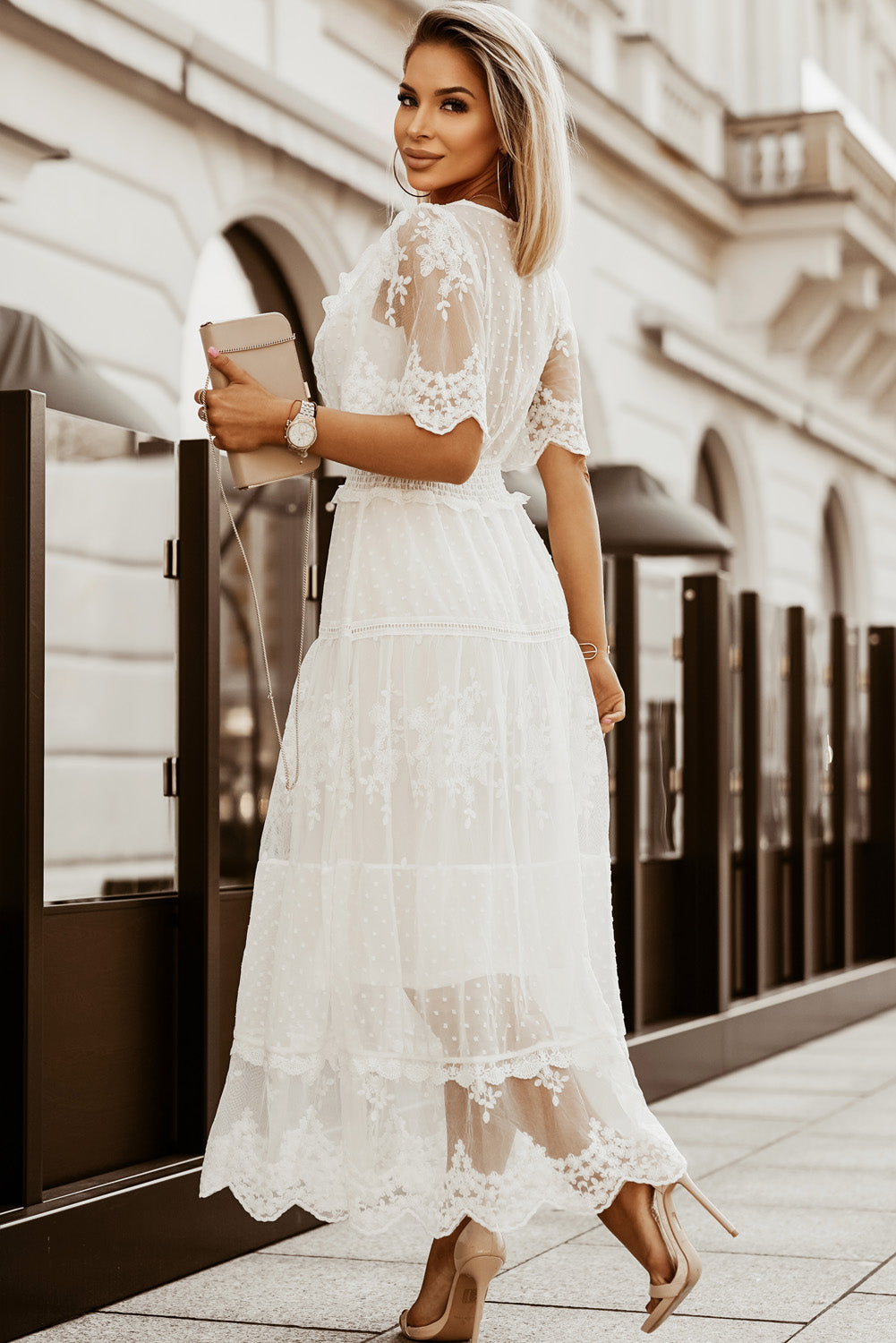 Luminous Dawn Lace Gown | White