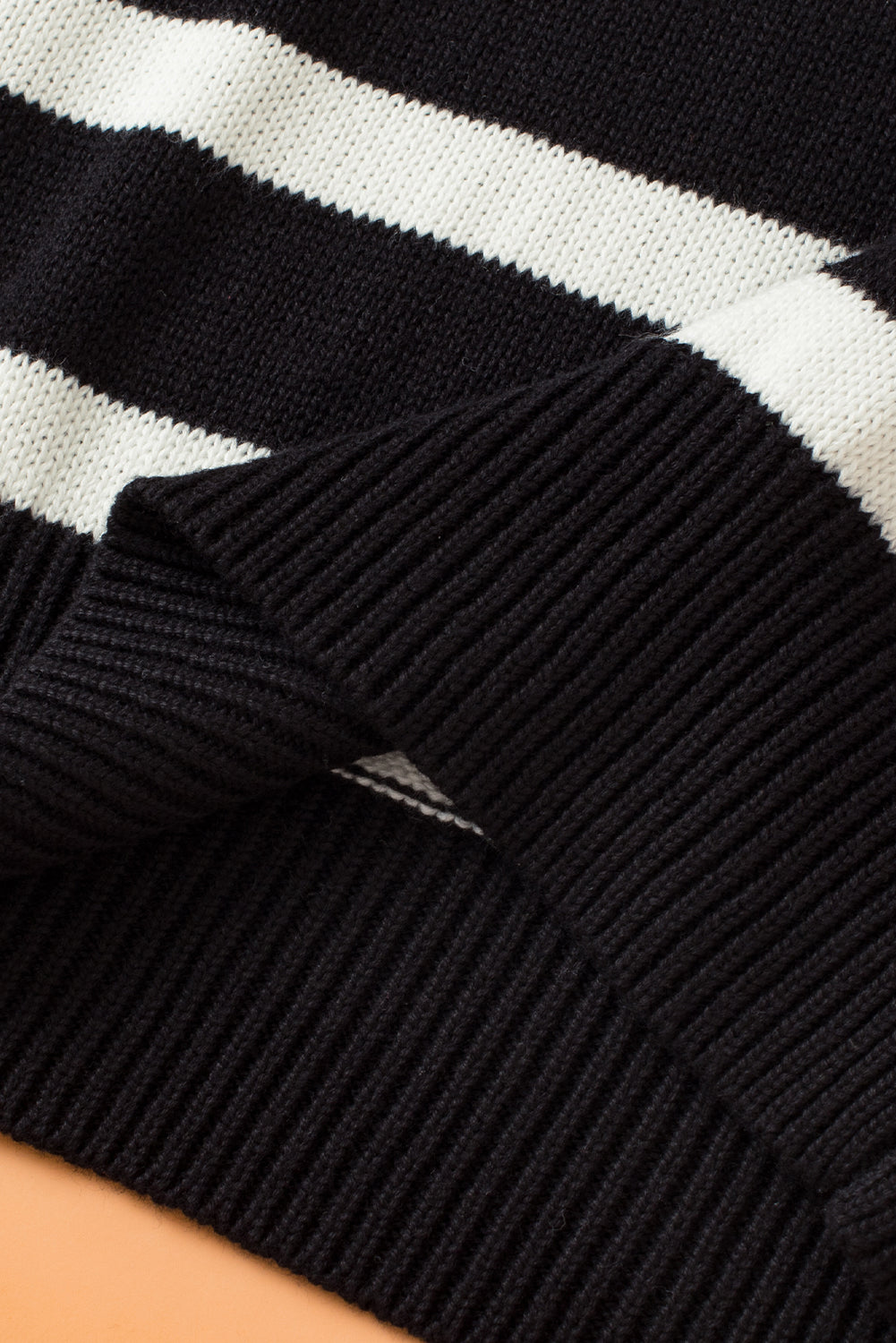 Zipped Collar Knit Sweater Tank | Black Stripe