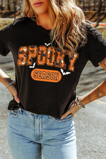 Spooky Season Graphic Halloween T Shirt | Black