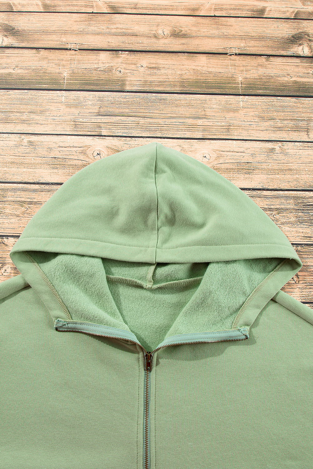 Fleece Lined Half Zipper Kangaroo Pockets Loose Hoodie | Smoke Green