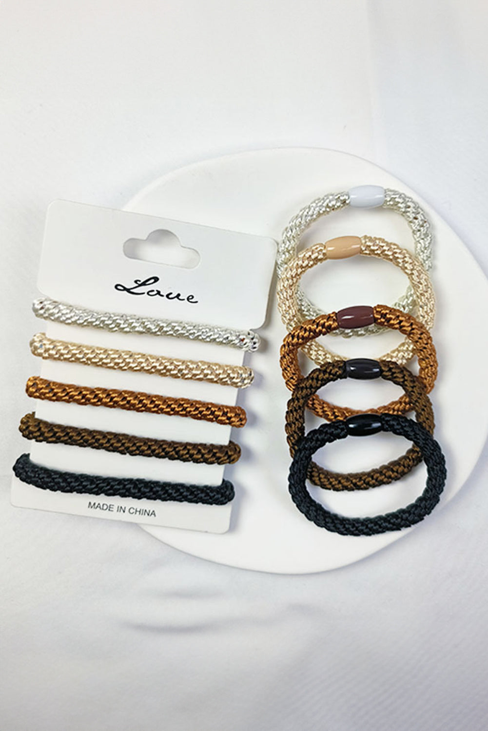 5Pcs Solid High Elastic Hair Tie | Camel