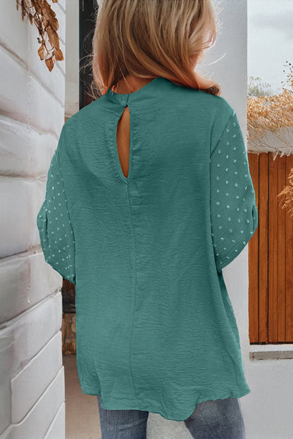 Swiss Dot Balloon Sleeve Loose Blouse | Skobeloff