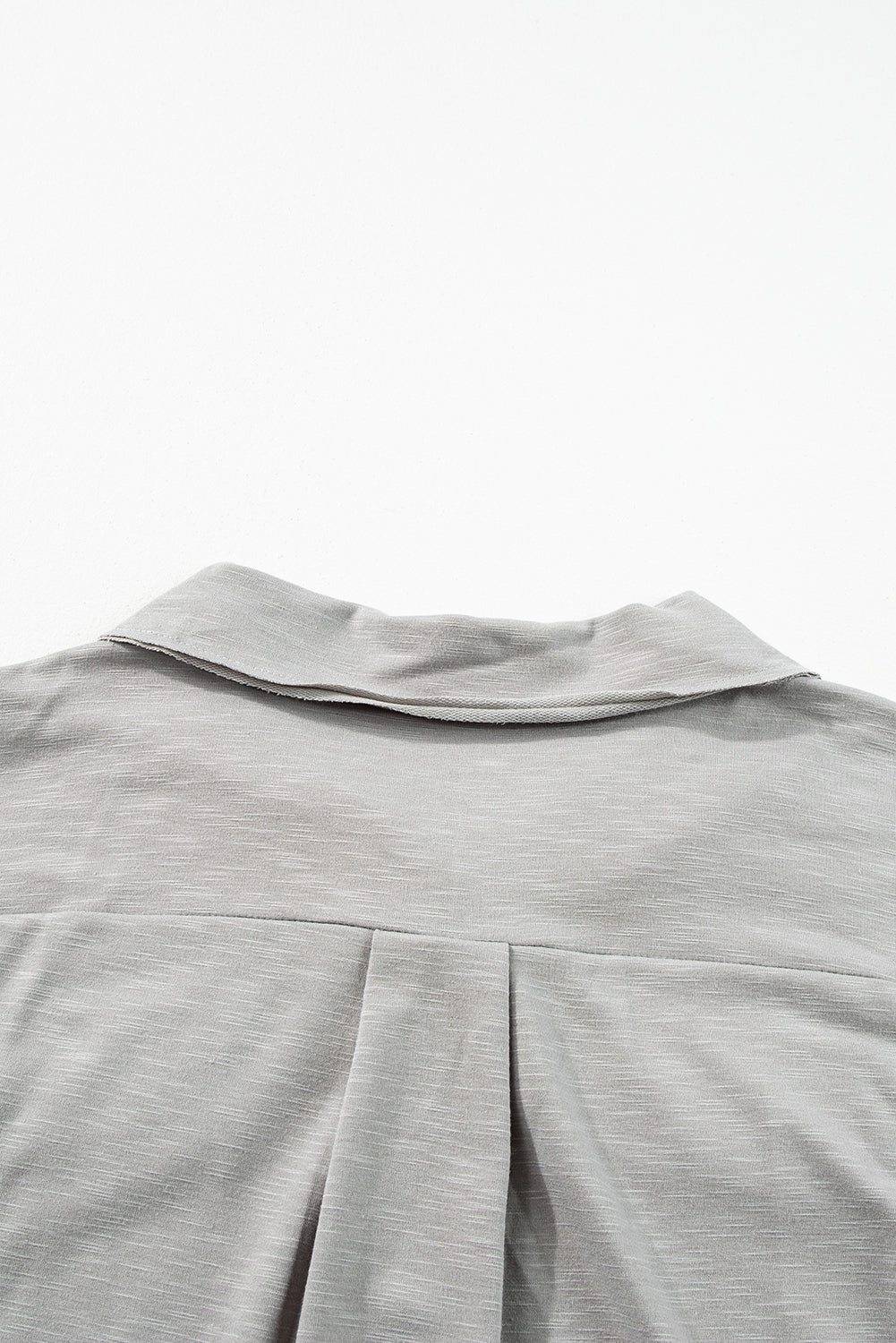 Chest Pockets Half Buttoned Collared Blouse | Light Grey