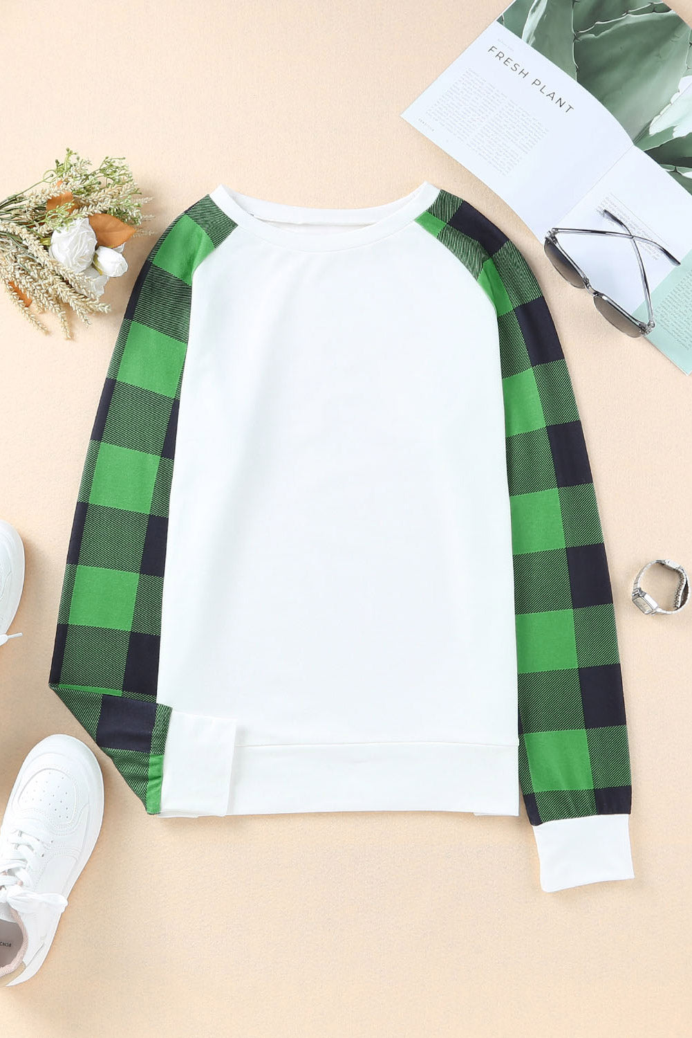 Buffalo Plaid Long Sleeve Sweatshirt | Green