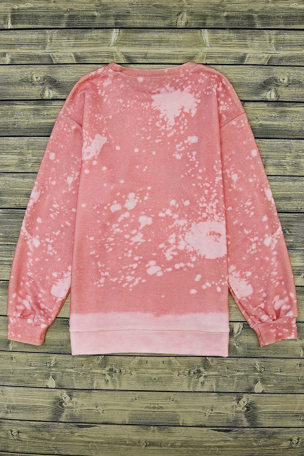 Bleached Round Neck Pullover Sweatshirt | Pink