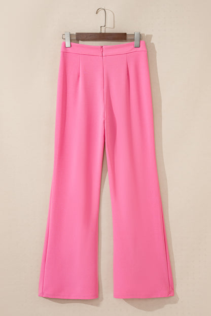 High Waist Central Seam Flared Pants | Sachet Pink