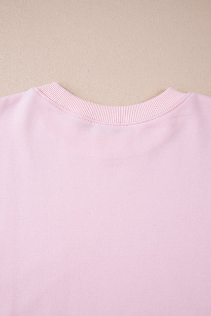 Colour Block Batwing Sleeve Loose Fit Sweatshirt | Light Pink