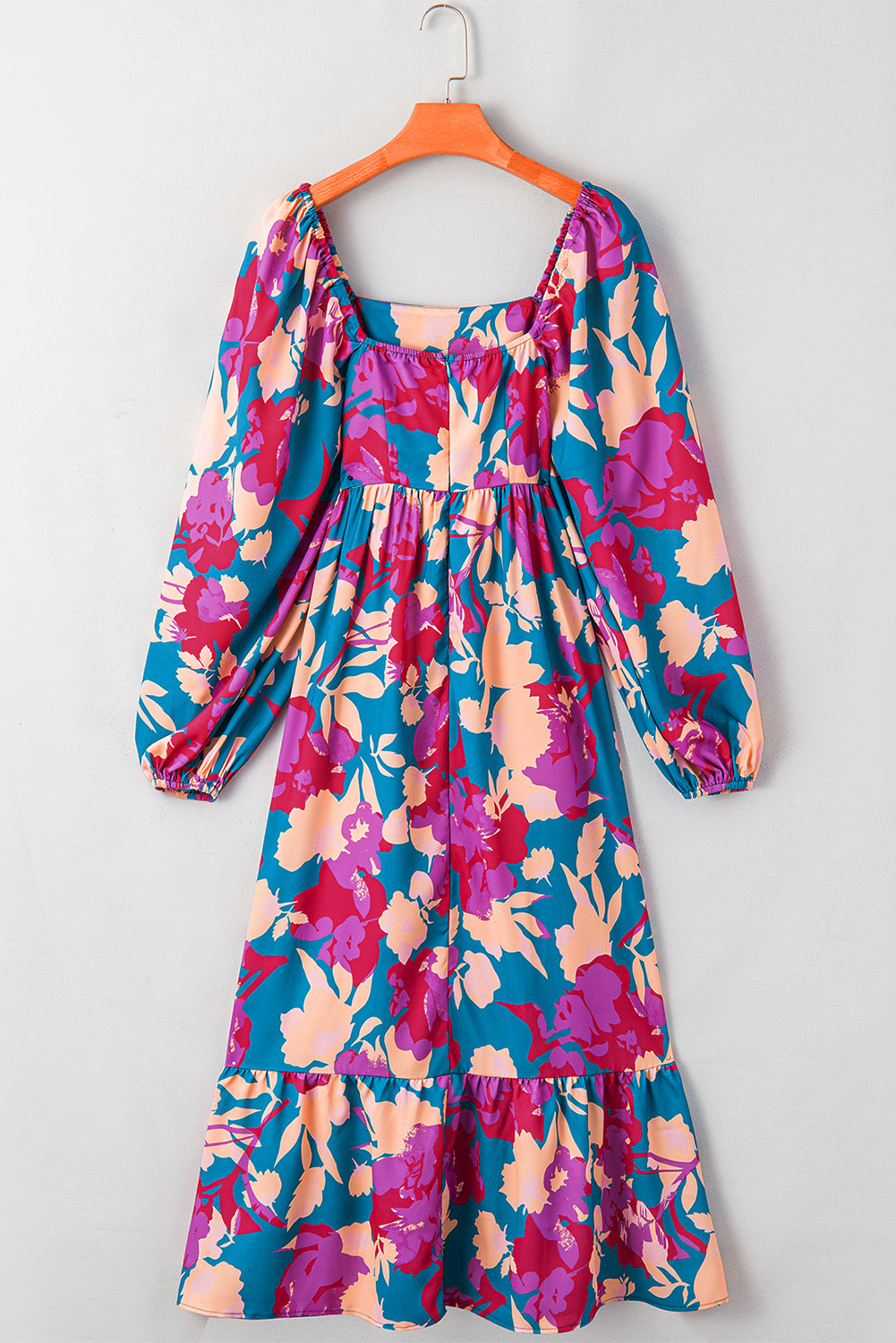 Floral Print Square Neck Ruffled High Waist Dress | Multicolour