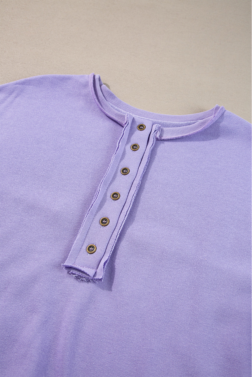 Sequin Patchwork High Low Hem Henley Sweatshirt | Lilac