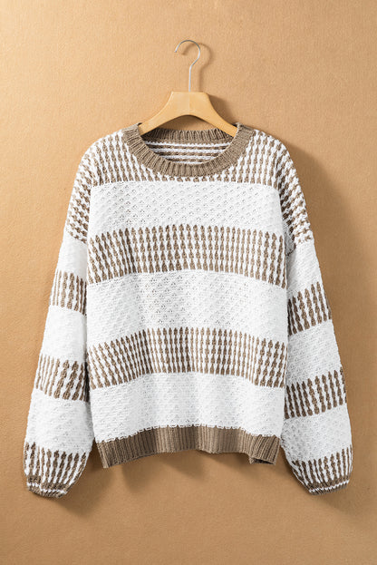 Vertical Stripes Two Tones Drop Shoulder Sweater | Multicolour