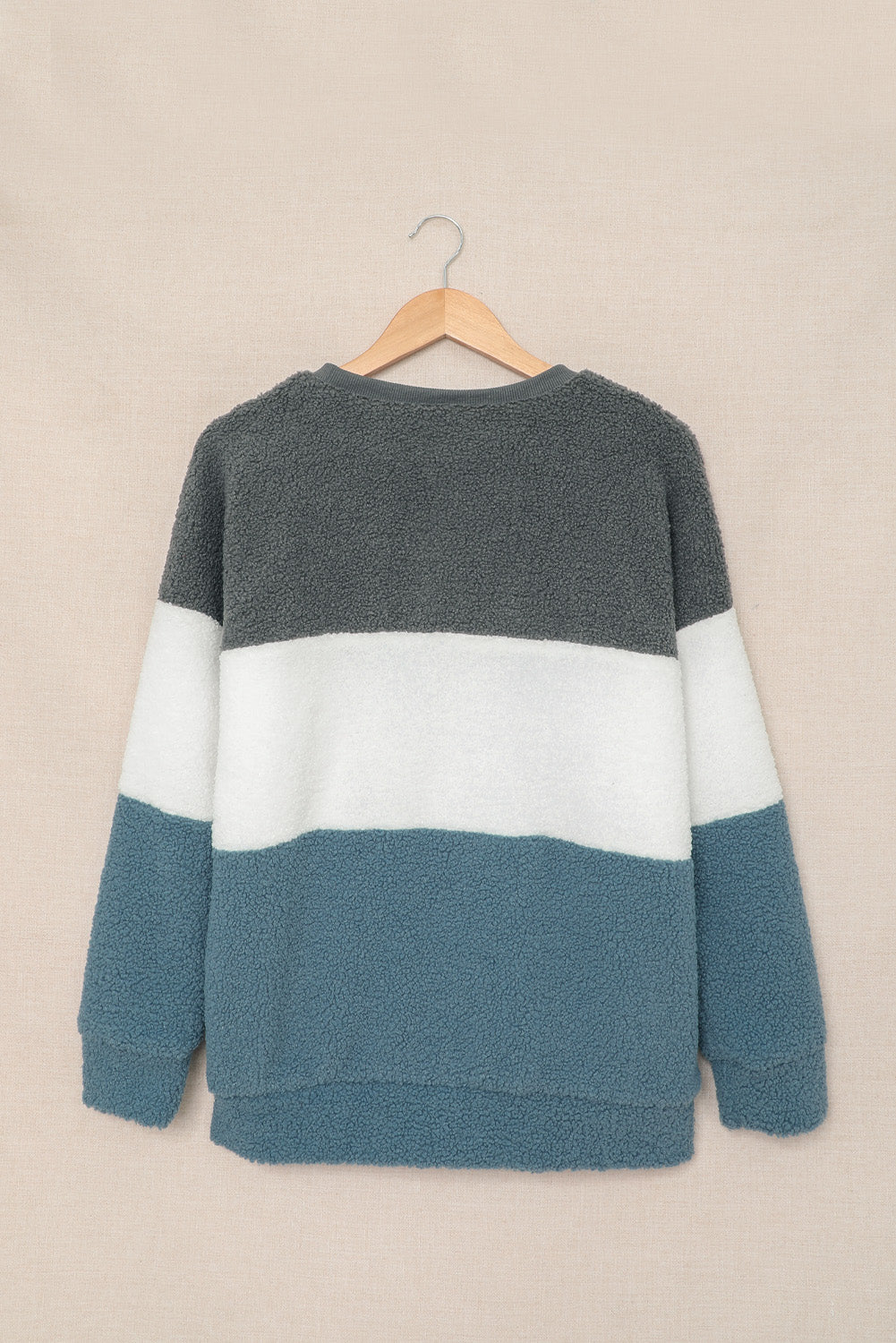 Oversized Colourblock Plush Sweatshirt | Gray